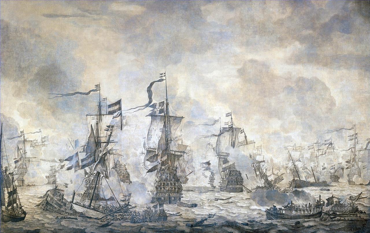 Slag in de Bataille du son 8 novembre 1658 Willem van de Velde I 1665 Guerre navale Peintures à l'huile